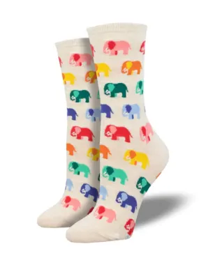 SOCKSMITH WOMENS ELEPHANT IN THE ROOM IVORY HEATHER