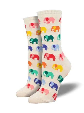 SOCKSMITH WOMENS ELEPHANT IN THE ROOM IVORY HEATHER