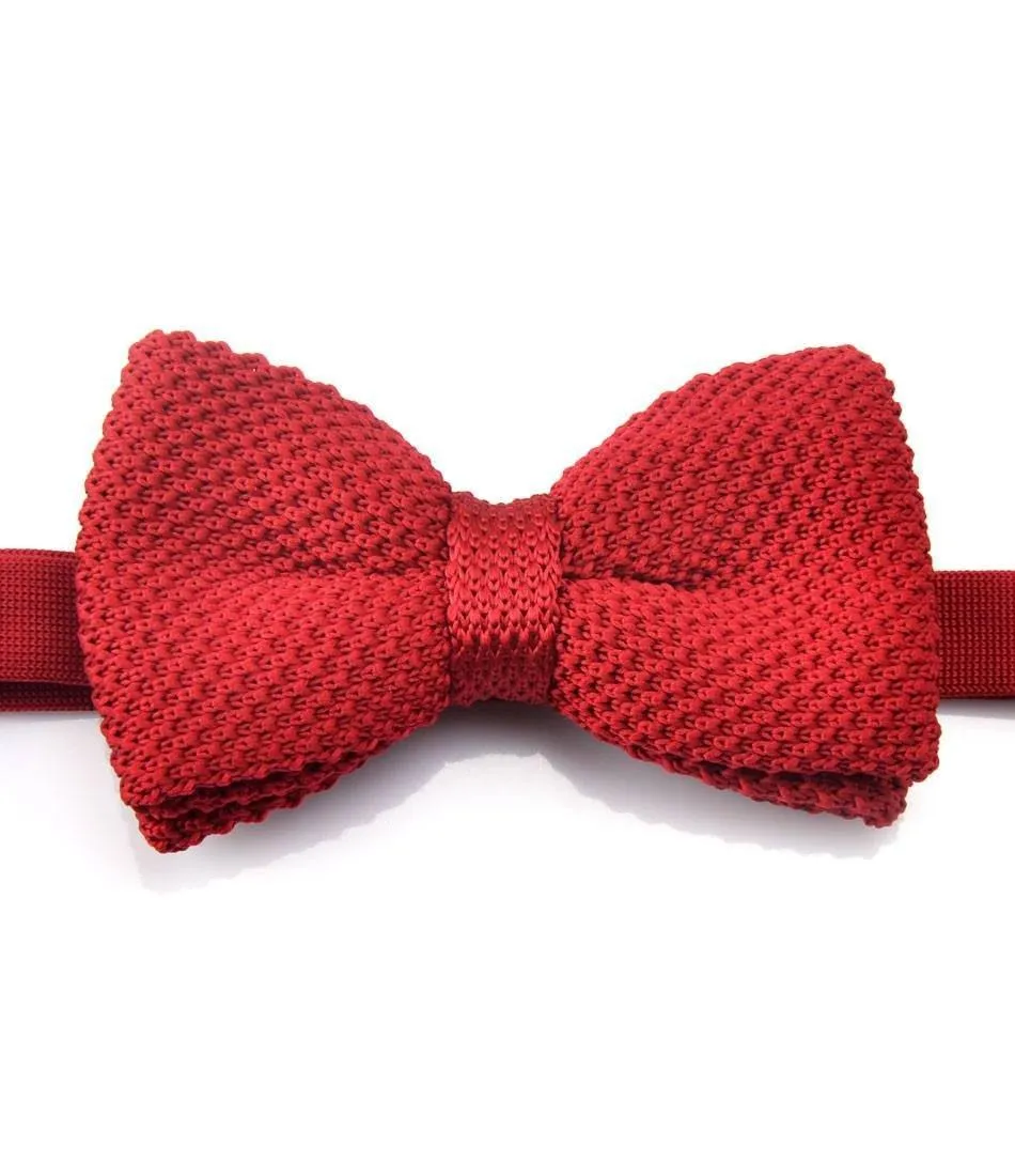 Solid Red Knitted Bow Tie