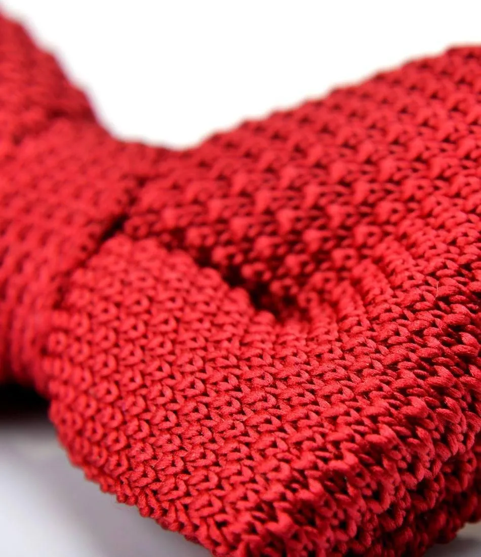 Solid Red Knitted Bow Tie