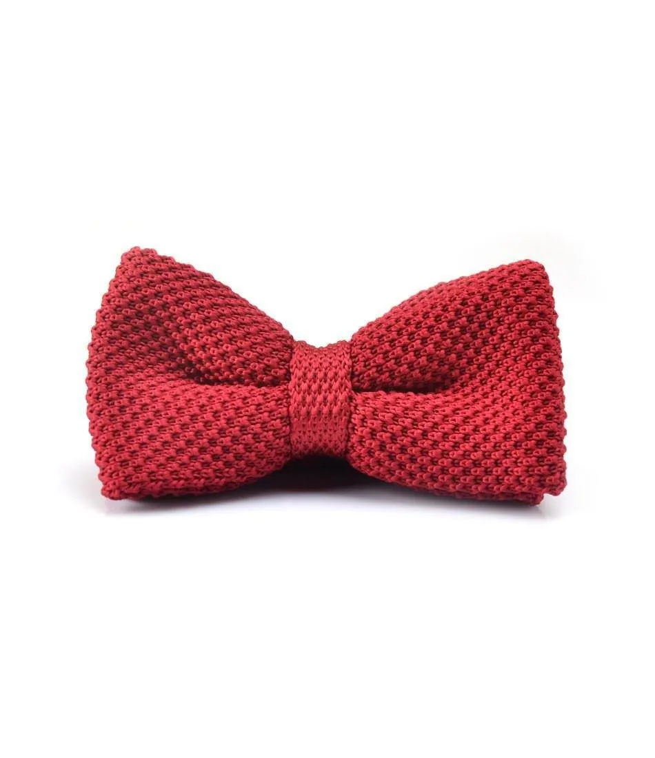 Solid Red Knitted Bow Tie