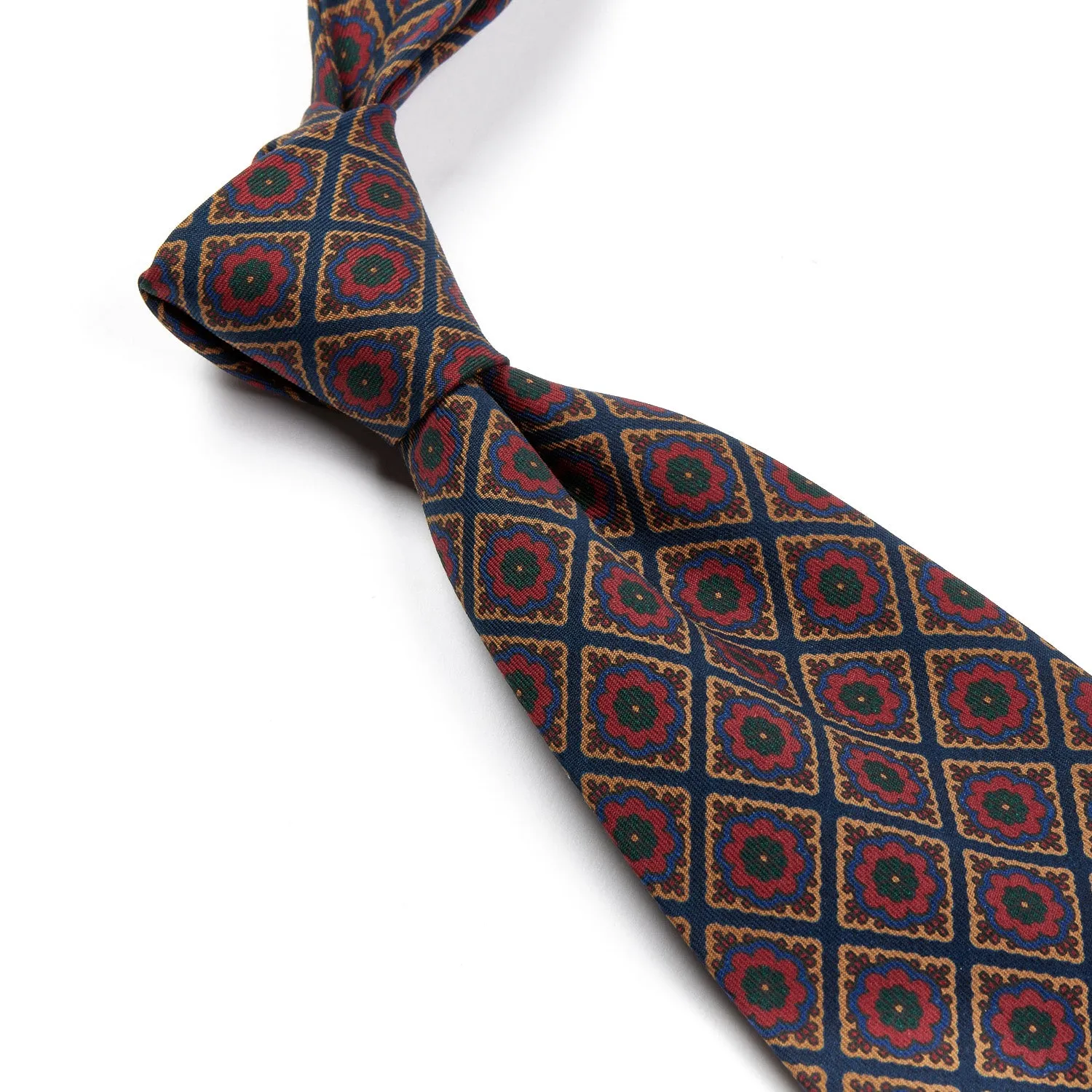 Sovereign Grade Dark Navy/Red Oversized Medallion Ancient Madder Tie