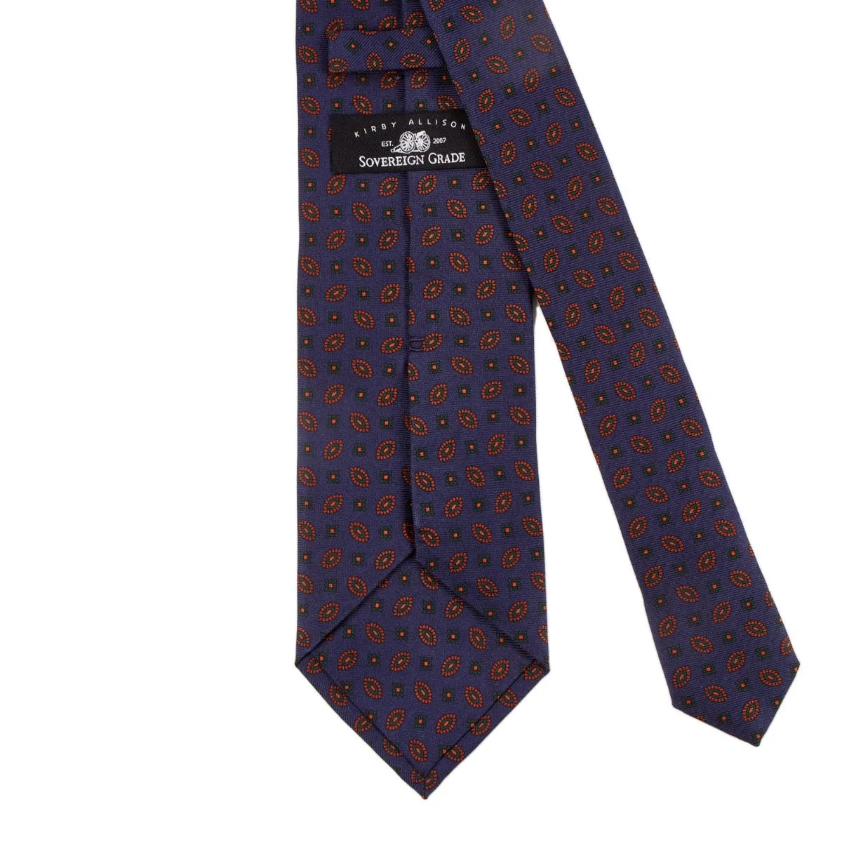 Sovereign Grade Navy and Chestnut Diamond Alternating Ancient Madder Silk Tie