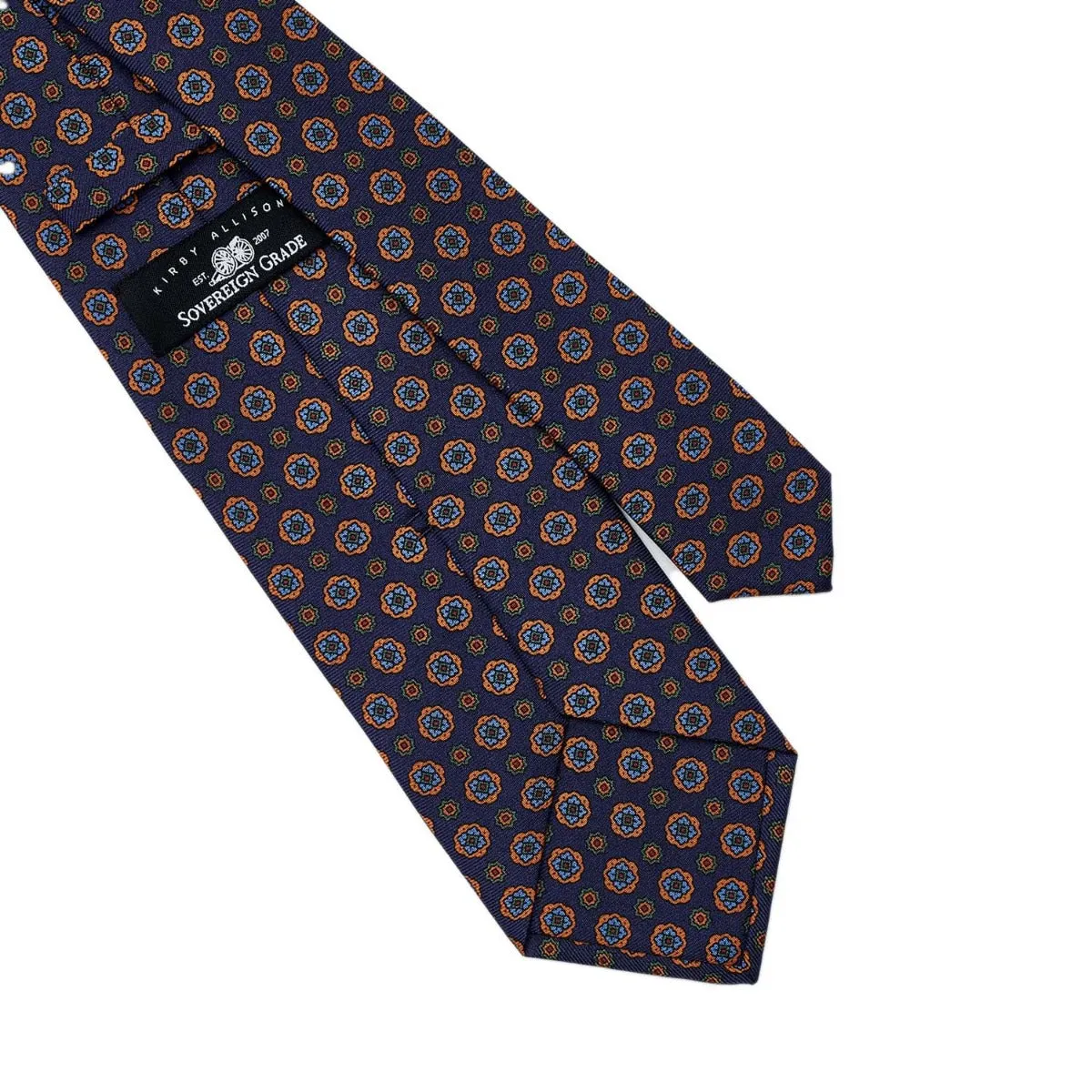 Sovereign Grade Navy Geometric Floral 36oz Printed Silk Tie