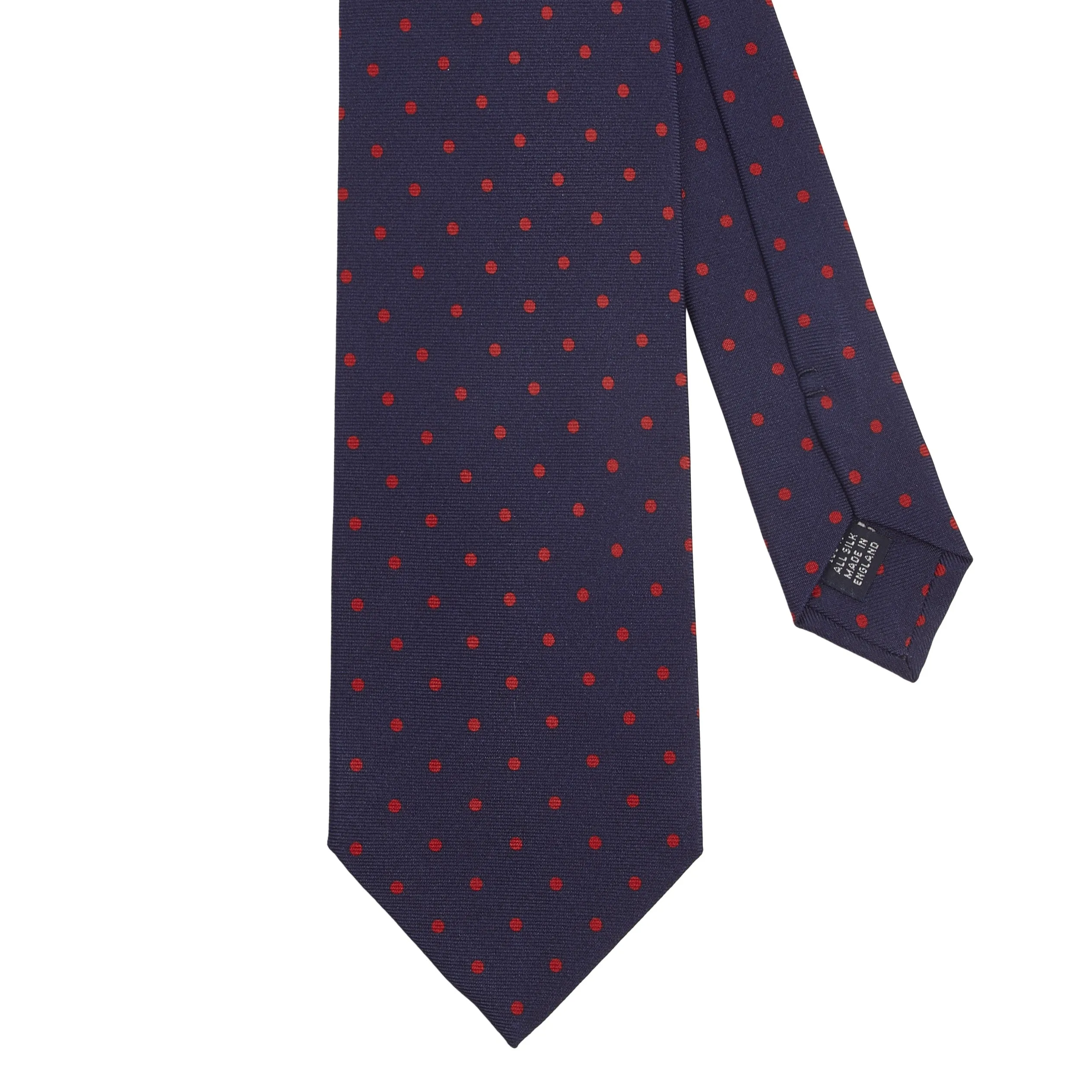 Sovereign Grade Navy-Red London Dot Printed Silk Tie