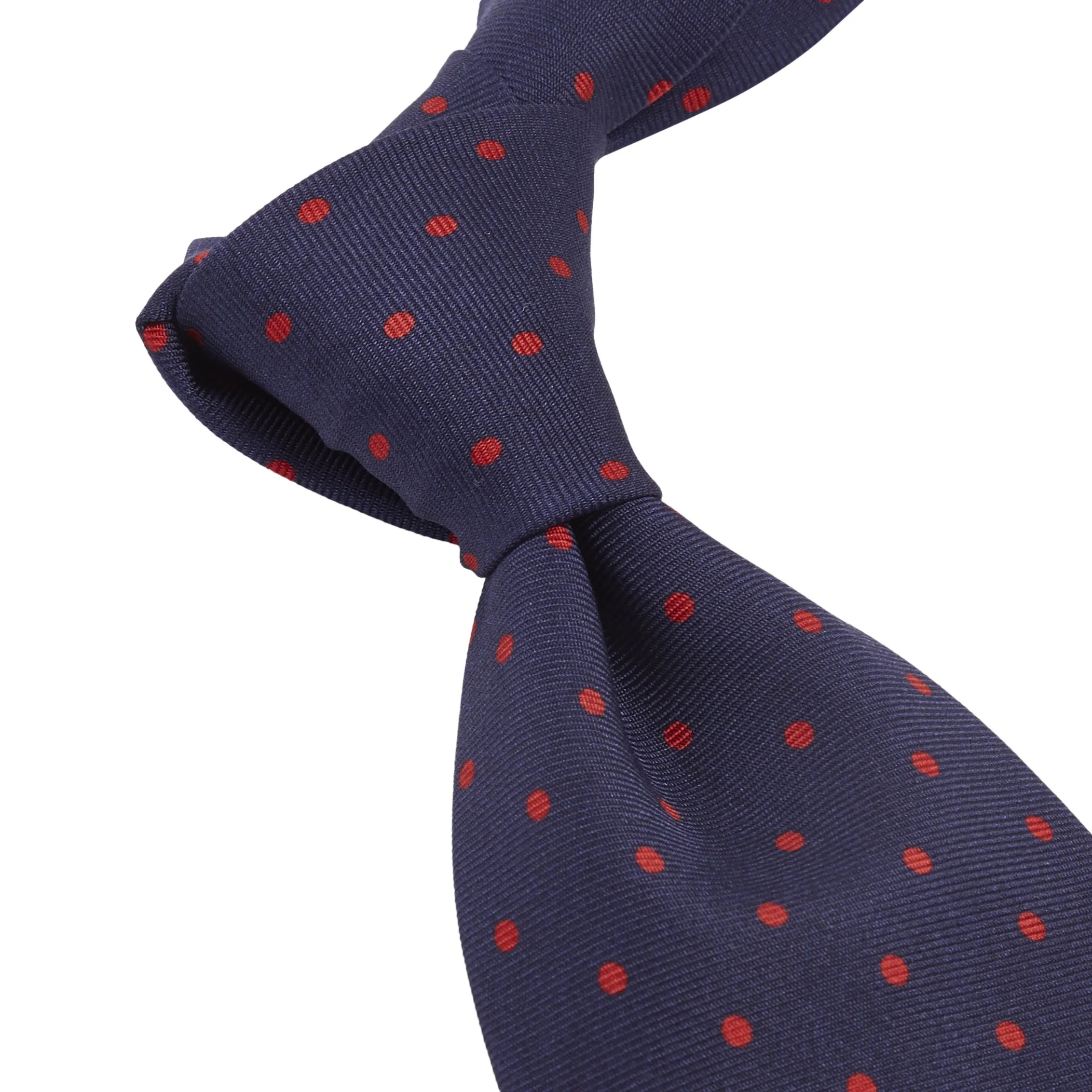 Sovereign Grade Navy-Red London Dot Printed Silk Tie