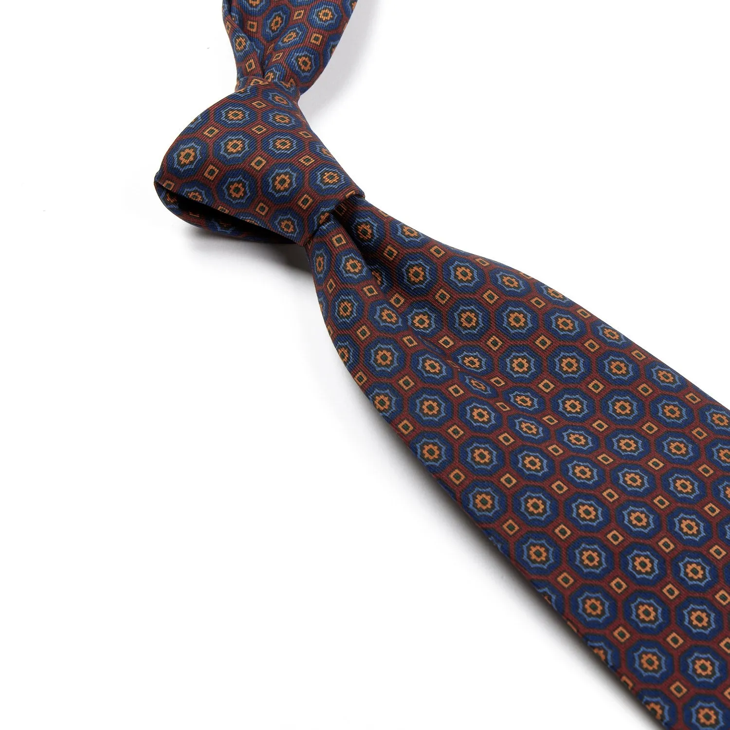 Sovereign Grade Rust/Blue Floral Medallion Ancient Madder Tie