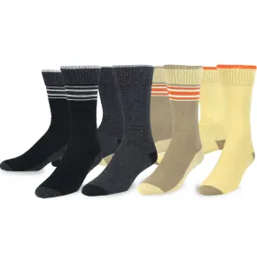 TeeHee Socks Men's Casual Cotton Crew Basic Stripe 4-Pack (50385)