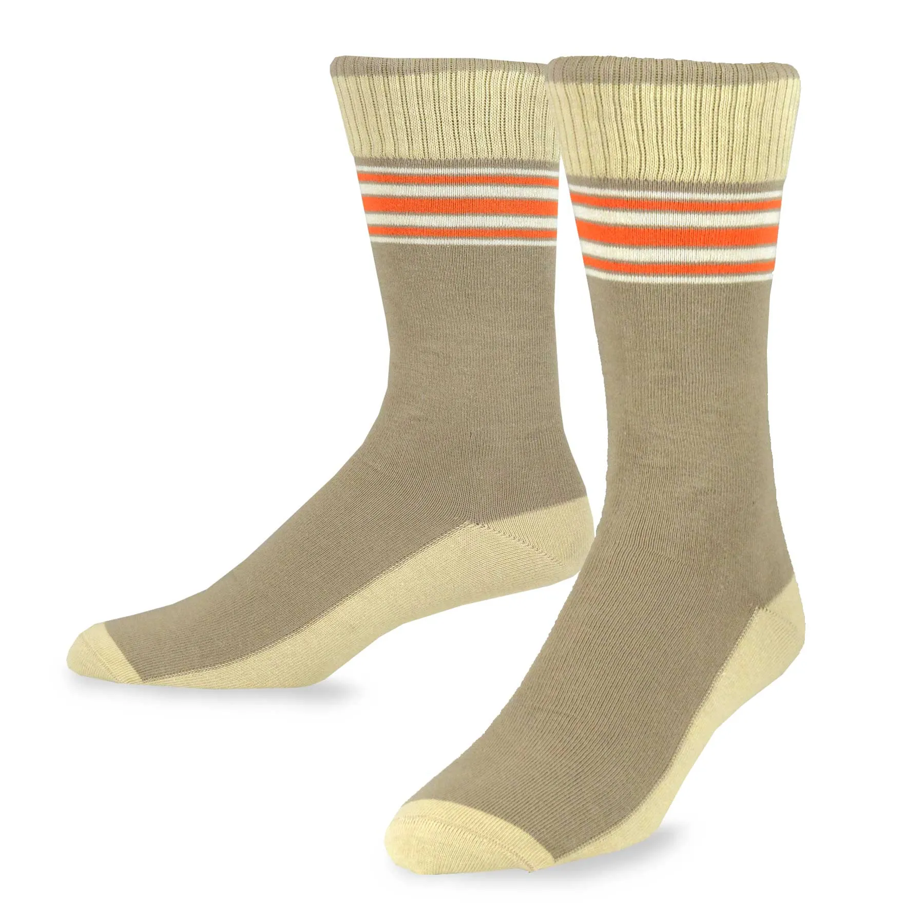 TeeHee Socks Men's Casual Cotton Crew Basic Stripe 4-Pack (50385)