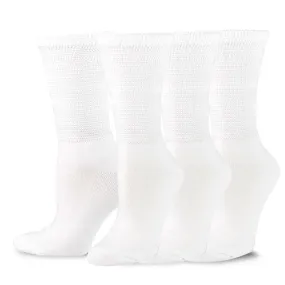 TeeHee Socks Men's Diabetic Bamboo Crew White 3-Pack (51012)