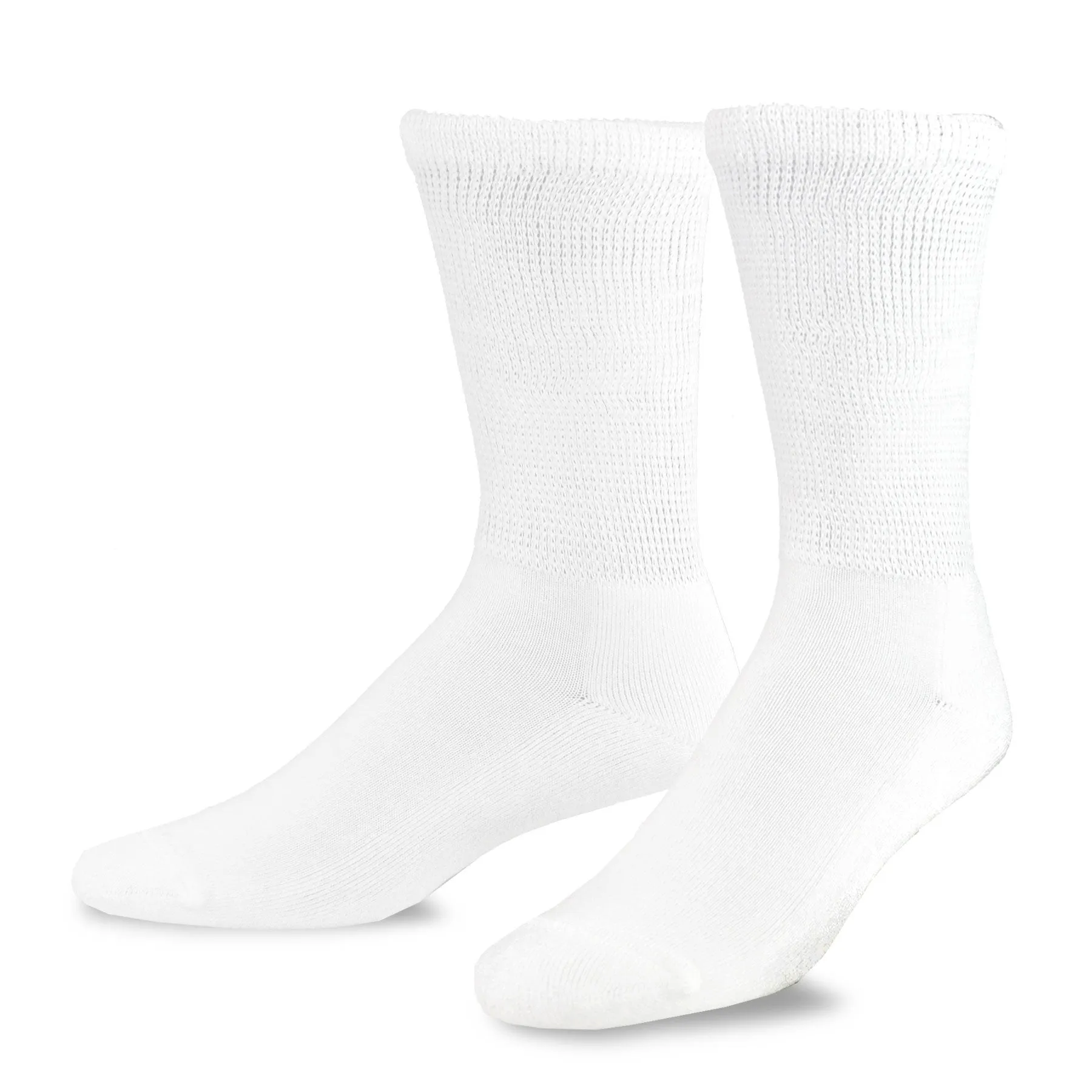 TeeHee Socks Men's Diabetic Bamboo Crew White 3-Pack (51012)