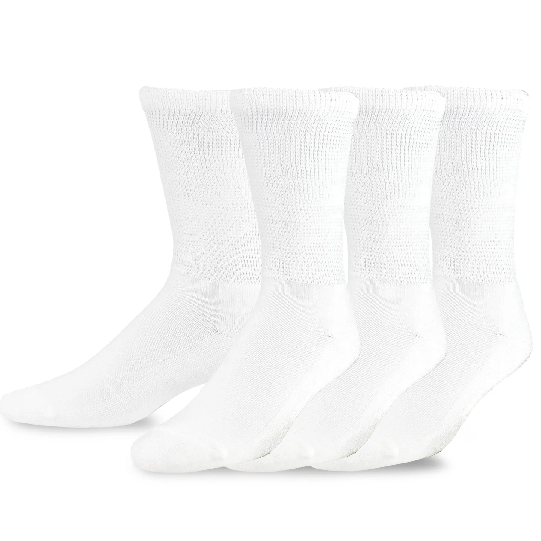 TeeHee Socks Men's Diabetic Bamboo Crew White 3-Pack (51012)