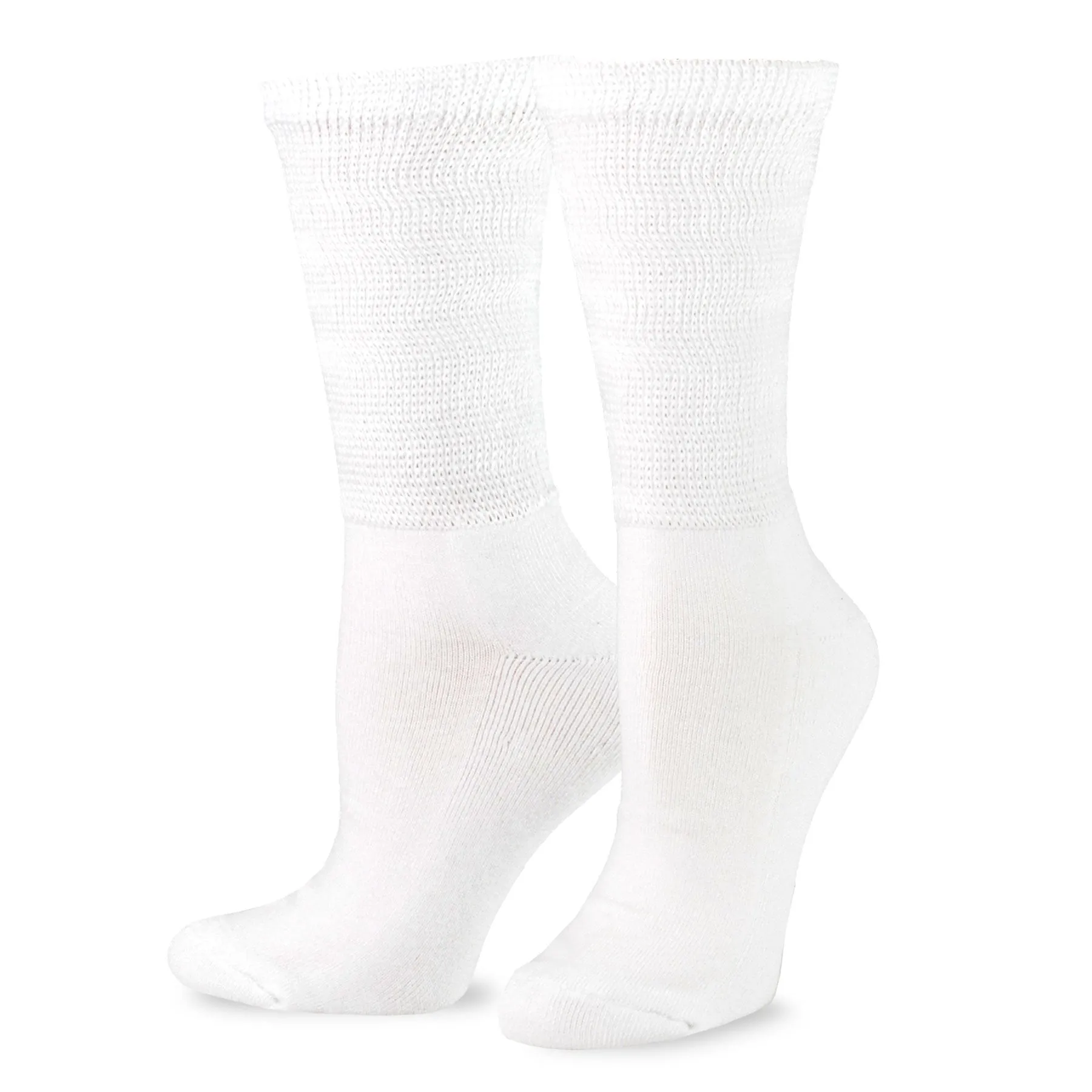 TeeHee Socks Men's Diabetic Bamboo Crew White 3-Pack (51012)