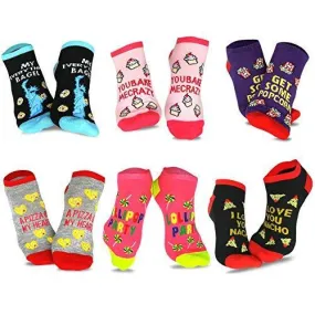 TeeHee Socks Women's Novelty Polyester No Show Food 6-Pack (N2006)