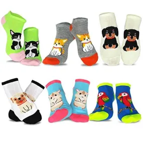 TeeHee Socks Women's Novelty Polyester No Show Pet 6-Pack (N2003)