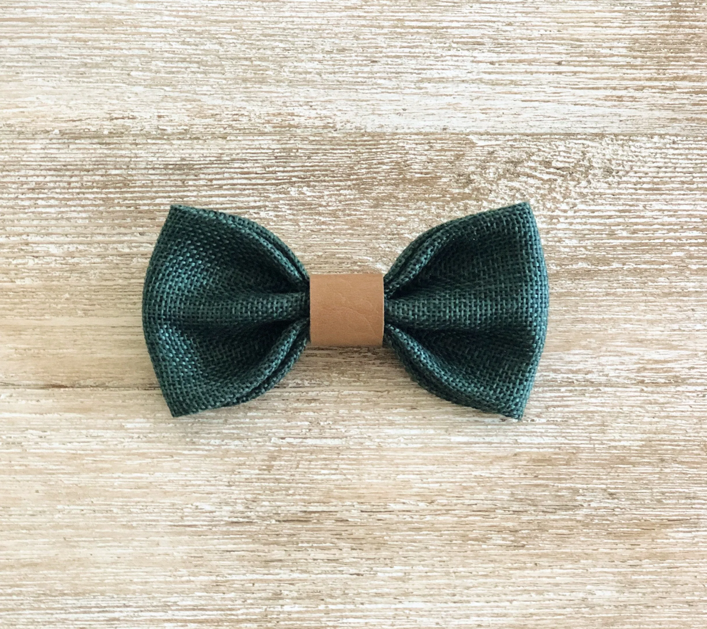 Vintage Tan Suspenders with Vintage Emerald Green Bow