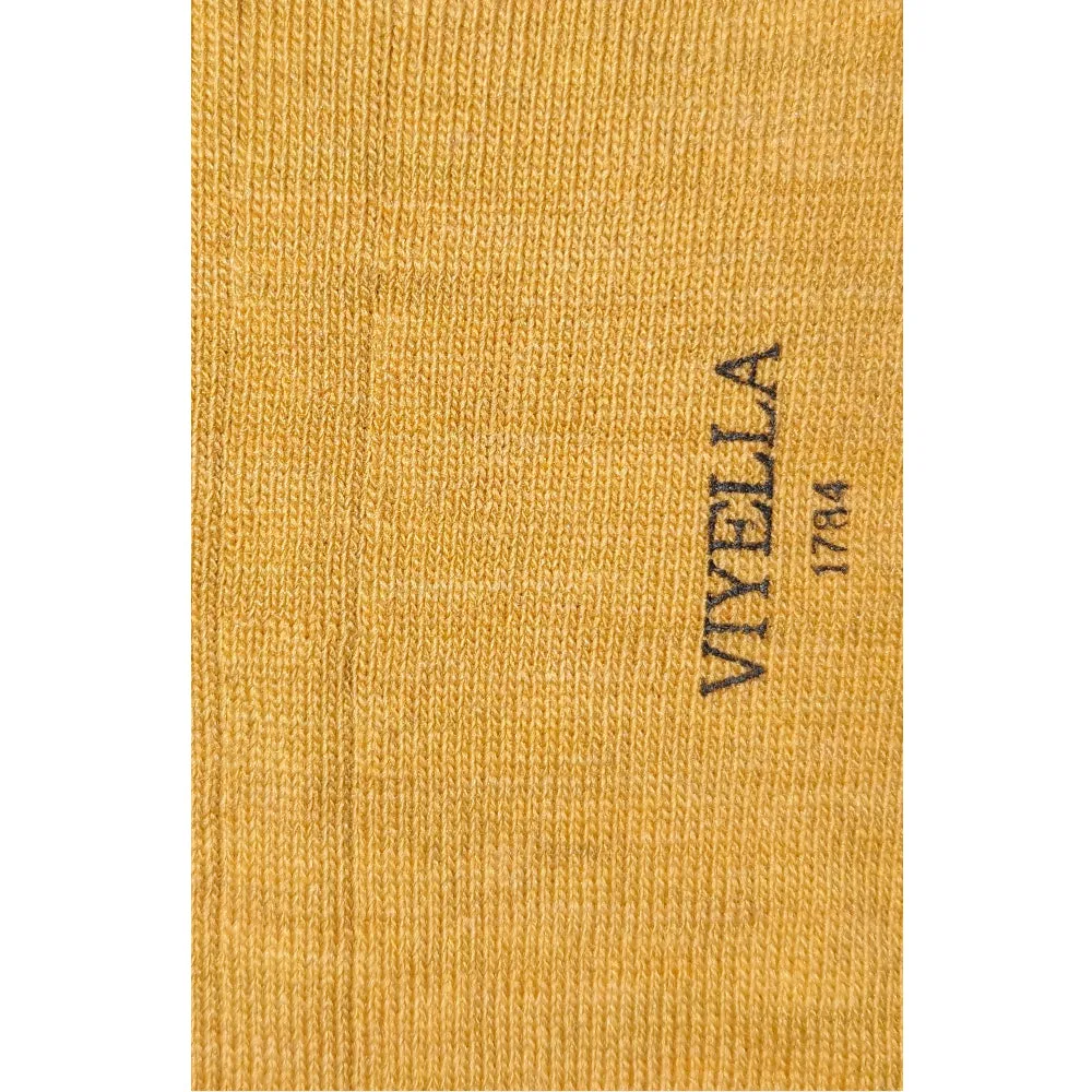 Viyella - Mens Wool Short Ribbed English Mustard - Socks