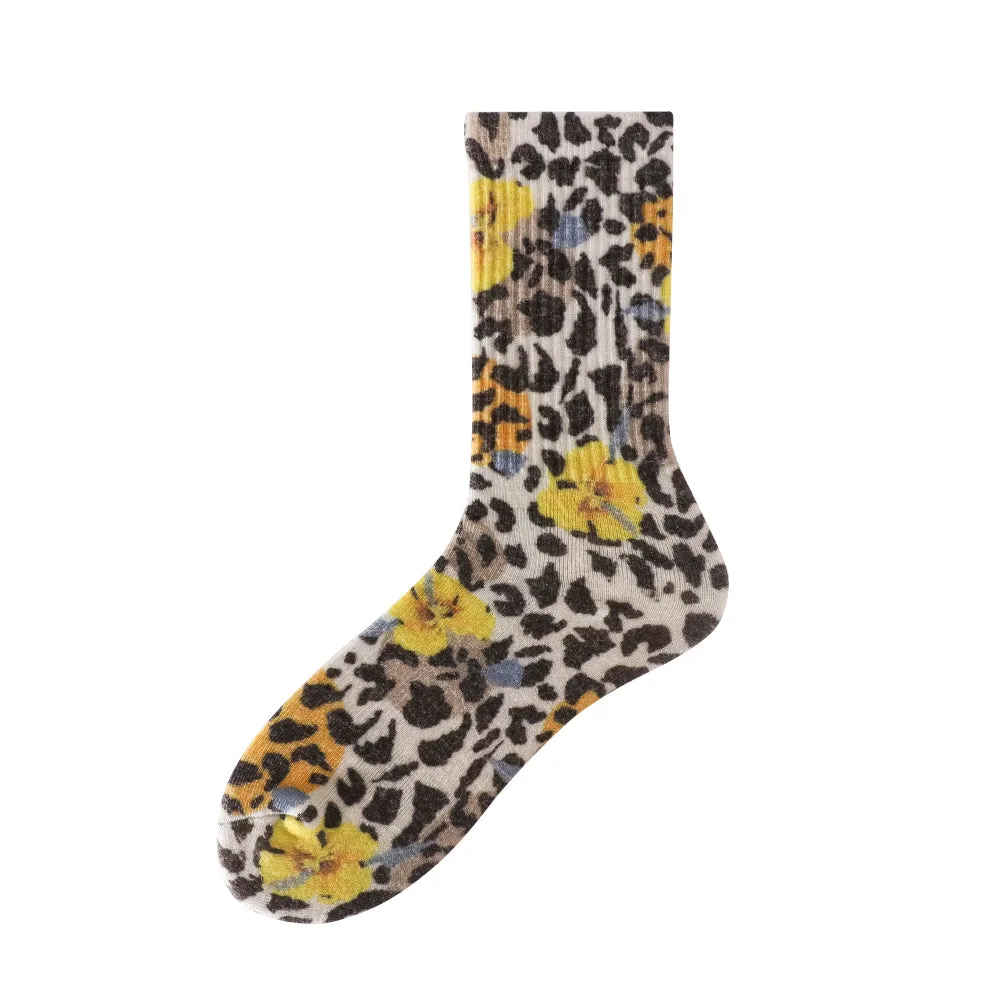 Womens Everyday Crew Socks, Leopard Dot Pattern, 4-Pack