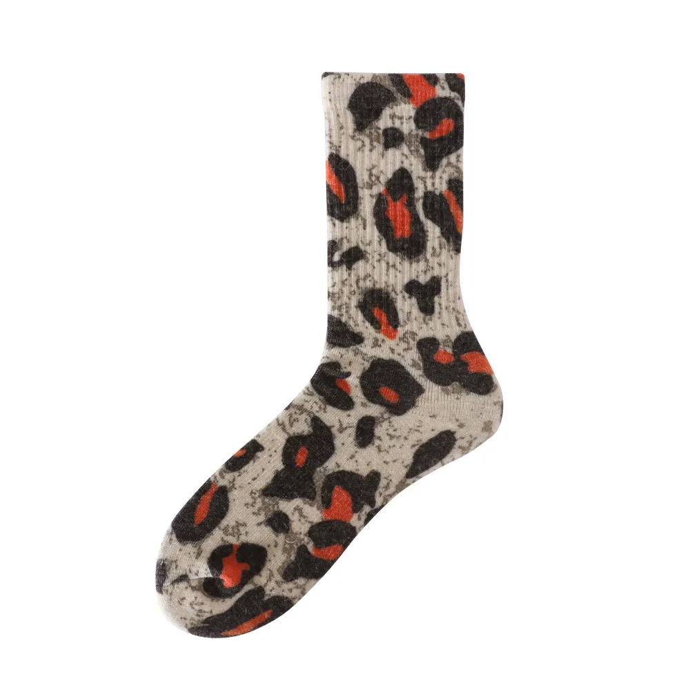 Womens Everyday Crew Socks, Leopard Dot Pattern, 4-Pack